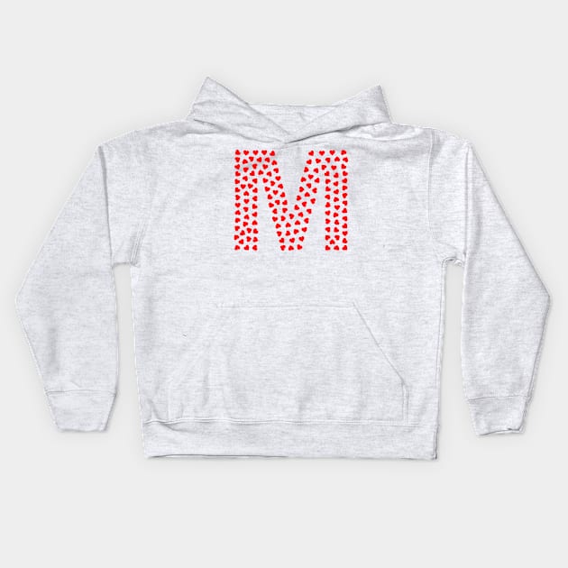 Letter M Heart Shape Initial Kids Hoodie by Sanu Designs